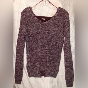 SO Burgundy & White Sweater with corset like back.
